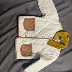 Old Navy Cream Quilted Jacket with Mustard Corduroy